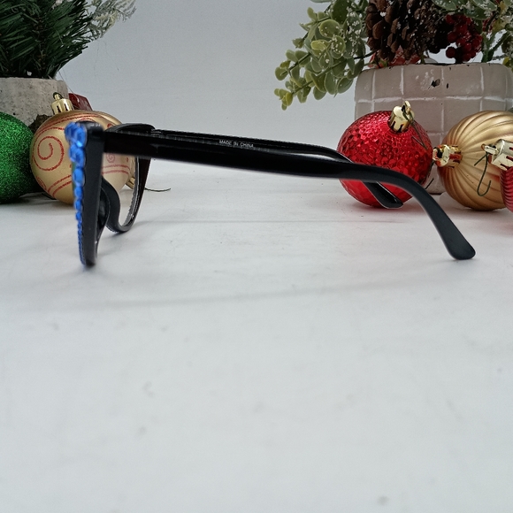 Women's blue bling glasses non-prescription - Picture 4 of 5